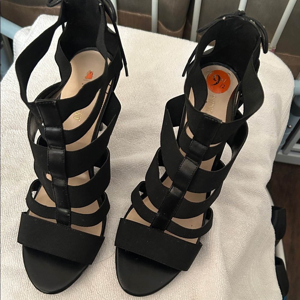 Nine West Black Strappy Heels